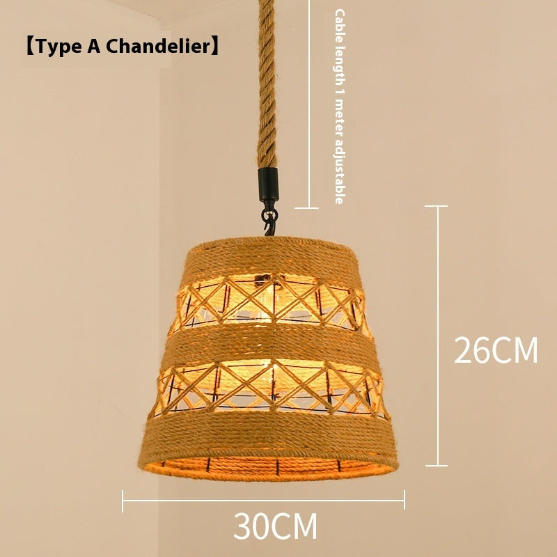 Hemp Rope Retro Restaurant Ideas Industrial Style Chandelier