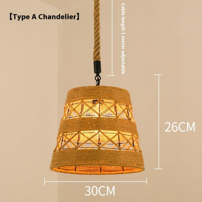 Hemp Rope Retro Restaurant Ideas Industrial Style Chandelier
