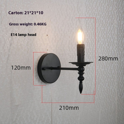 American Retro Small Wall Lamp Small Industrial Style Iron Hallway Lamp Indoor Aisle Stairs Candle French Style