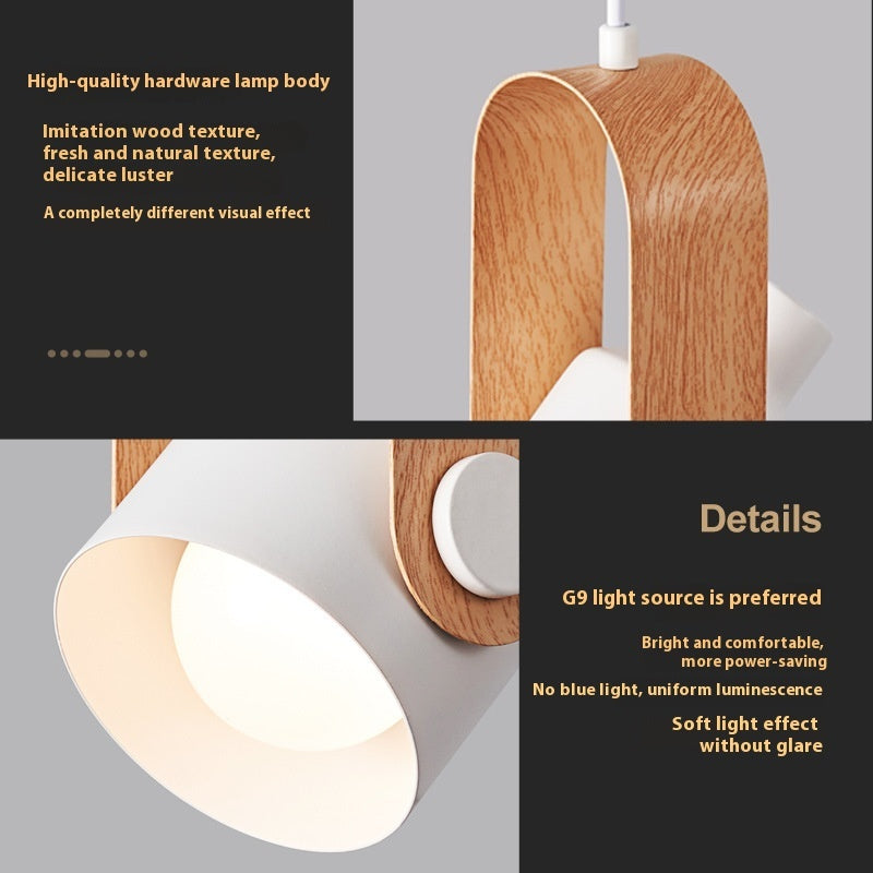 Bedside Bedroom Suspension Wire Log Style Creative Chandelier