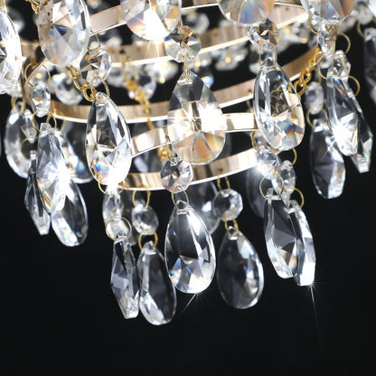 Golden Crystal Chandelier – Large Modern Luxury Ceiling Light for Living Room, Dining, Bedroom, or Hallway