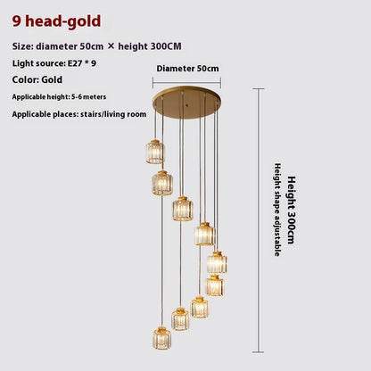 Duplex Staircase Long Chandelier Lamps Modern Minimalist And Magnificent Crystal