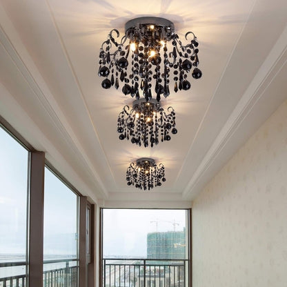 Small Crystal Flush Mount Ceiling Light 3-Light G9