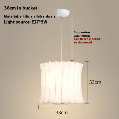 Simple Fabric Lantern Ball Chandelier Bedroom Dining Room Bar Counter Tea Room Silk Lamp