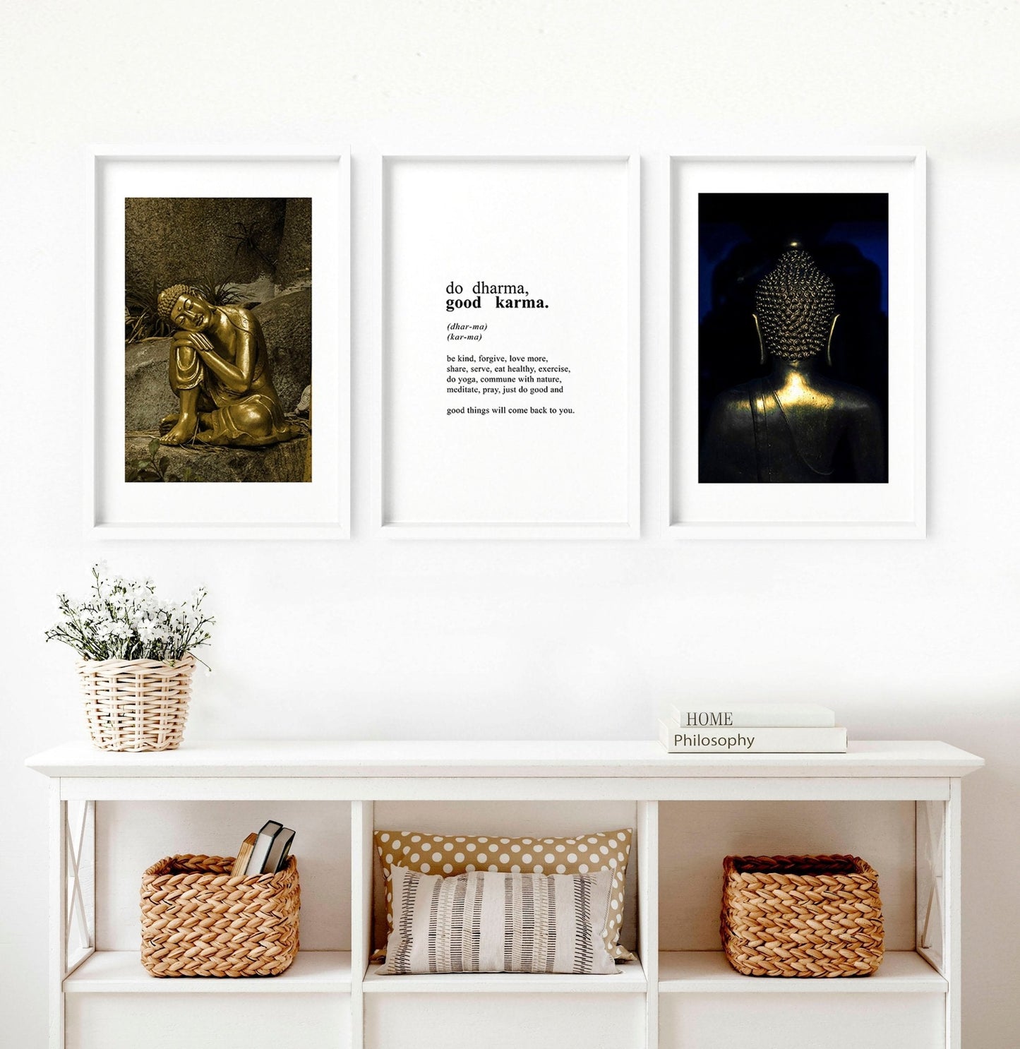 Inspiration quote art | set of 3 Buddha wall art prints