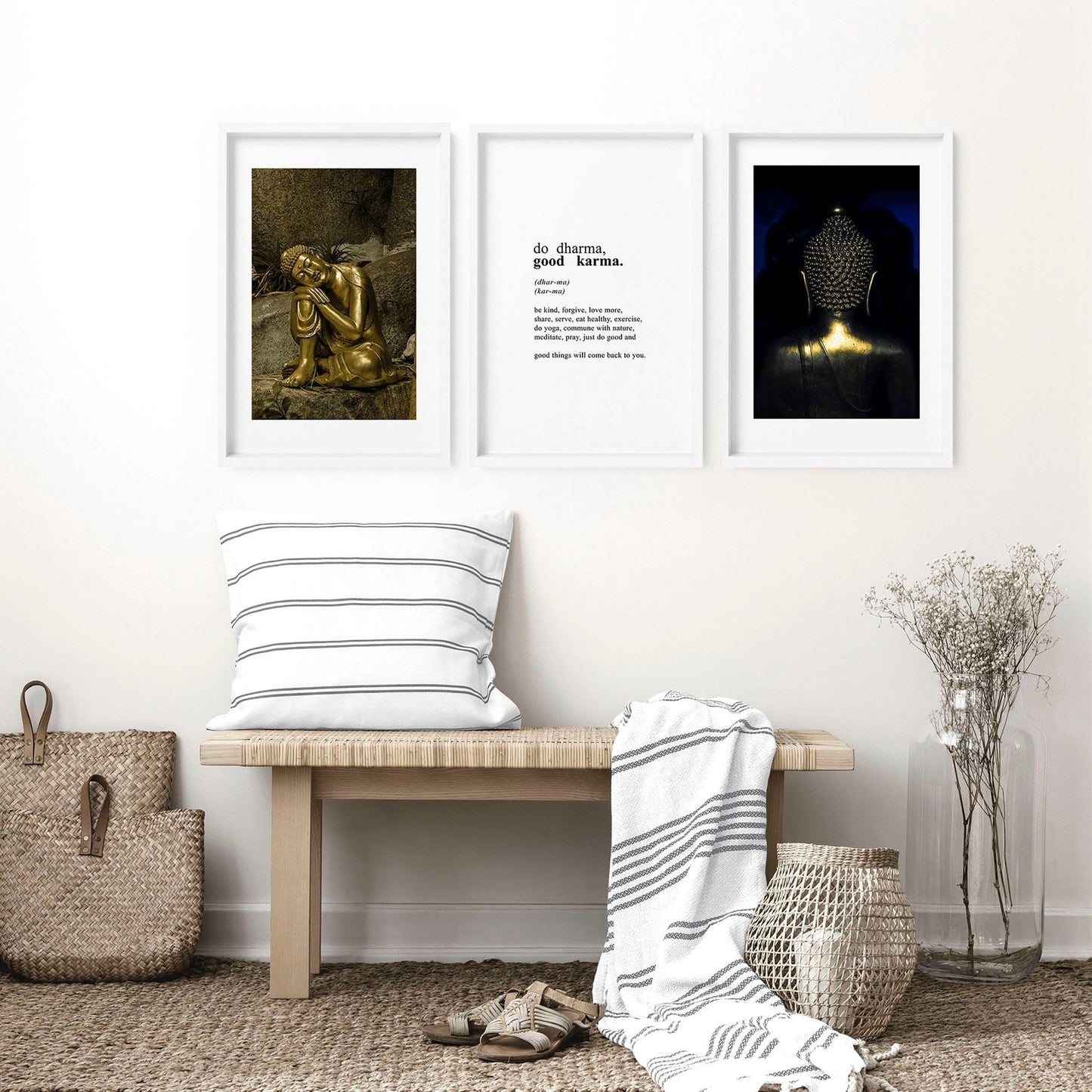 Inspiration quote art | set of 3 Buddha wall art prints
