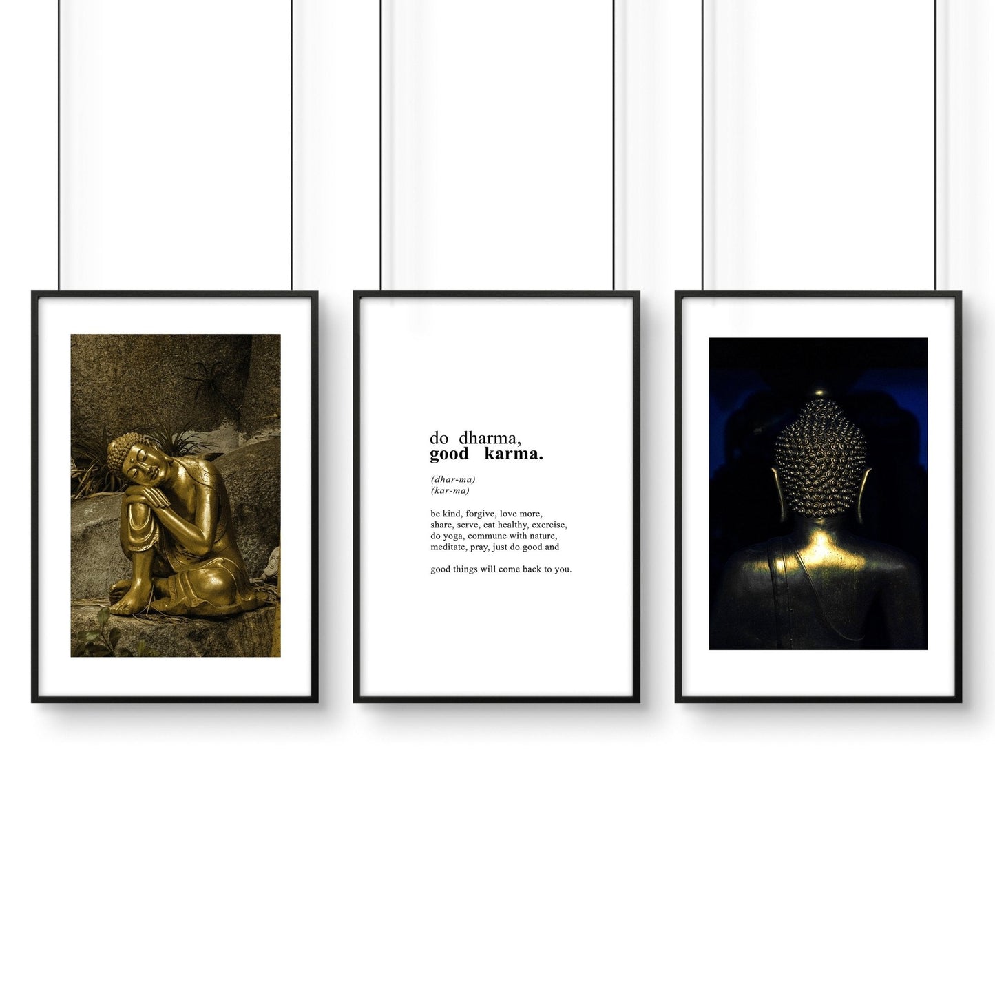 Inspiration quote art | set of 3 Buddha wall art prints