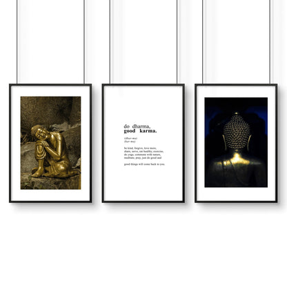 Inspiration quote art | set of 3 Buddha wall art prints