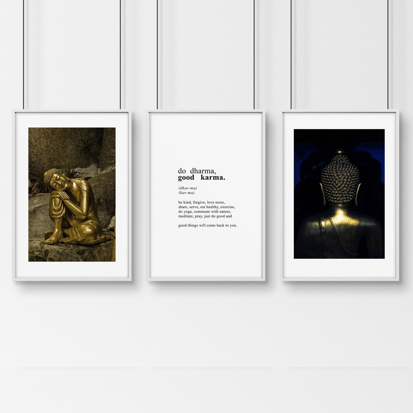 Inspiration quote art | set of 3 Buddha wall art prints