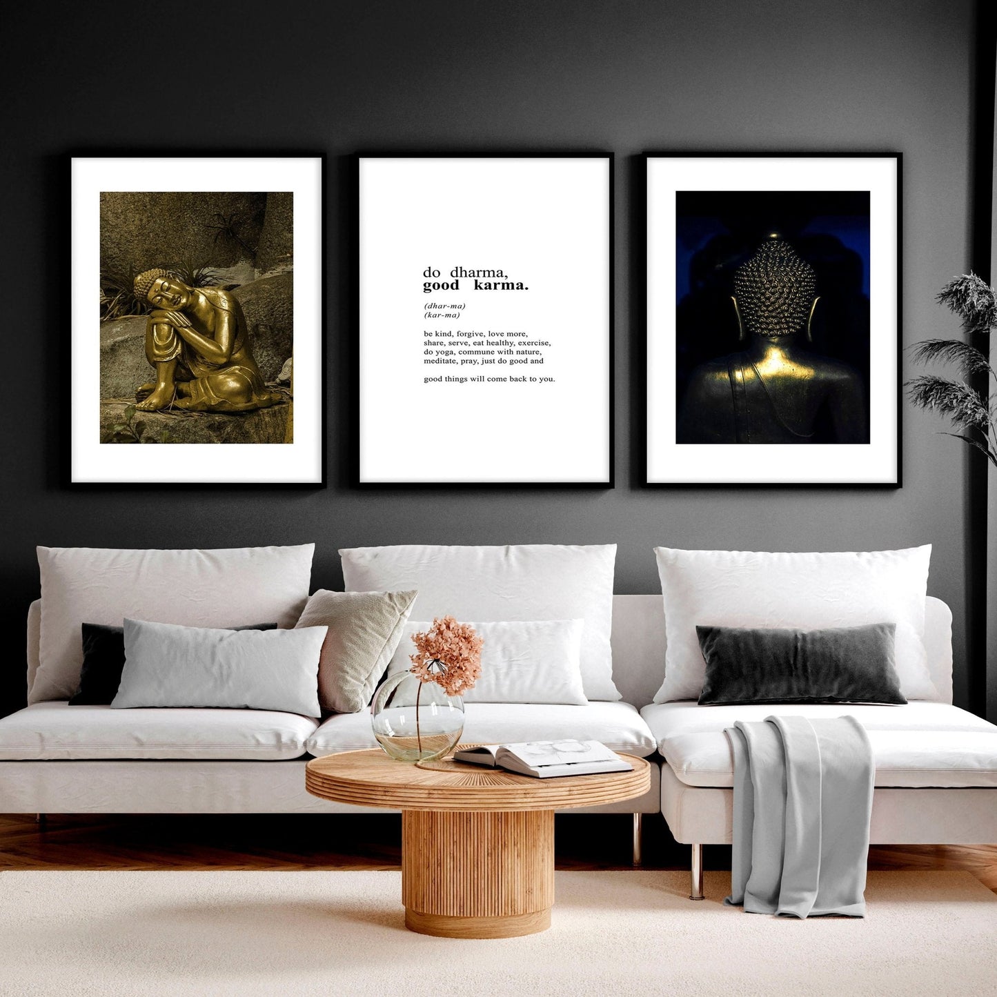 Inspiration quote art | set of 3 Buddha wall art prints