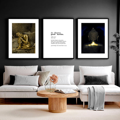 Inspiration quote art | set of 3 Buddha wall art prints