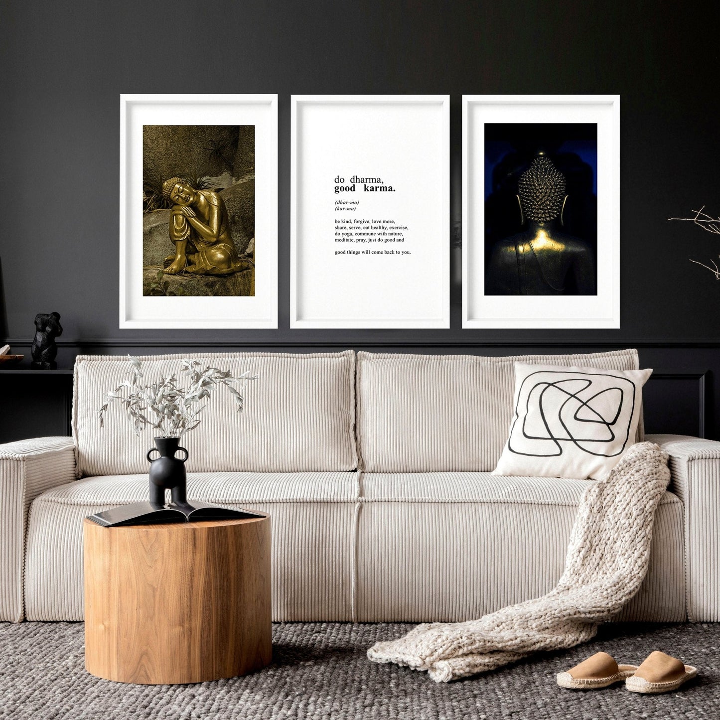 Inspiration quote art | set of 3 Buddha wall art prints