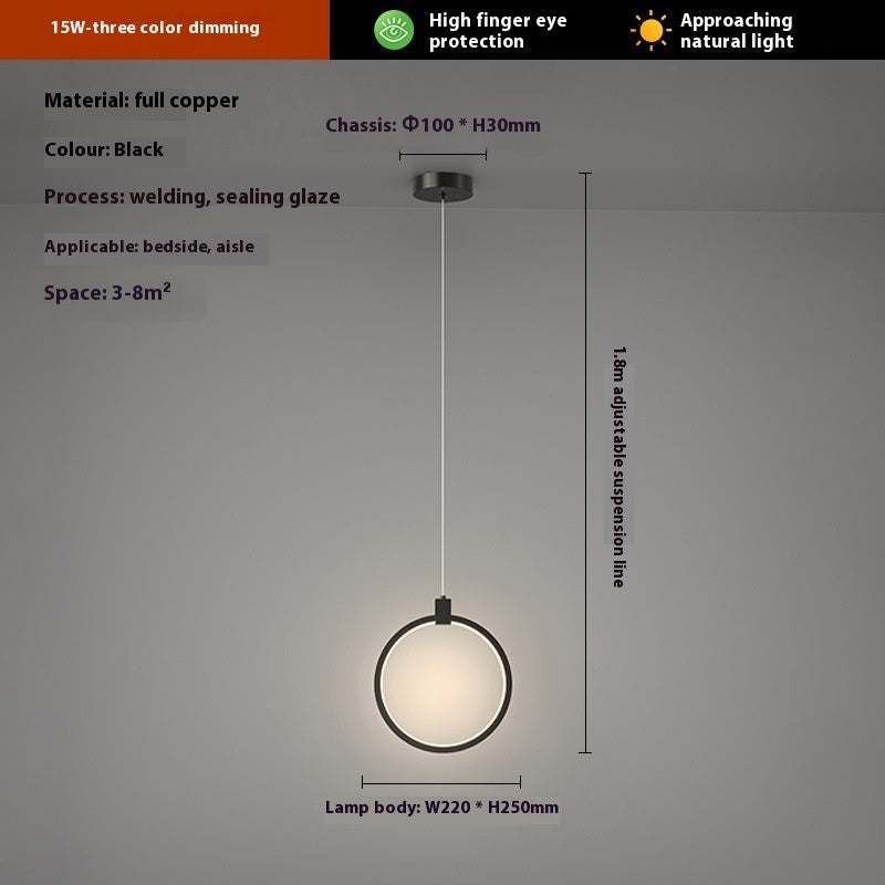 Modern Home Copper Bar Bedside Small Droplight