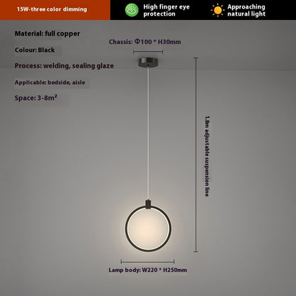 Modern Home Copper Bar Bedside Small Droplight