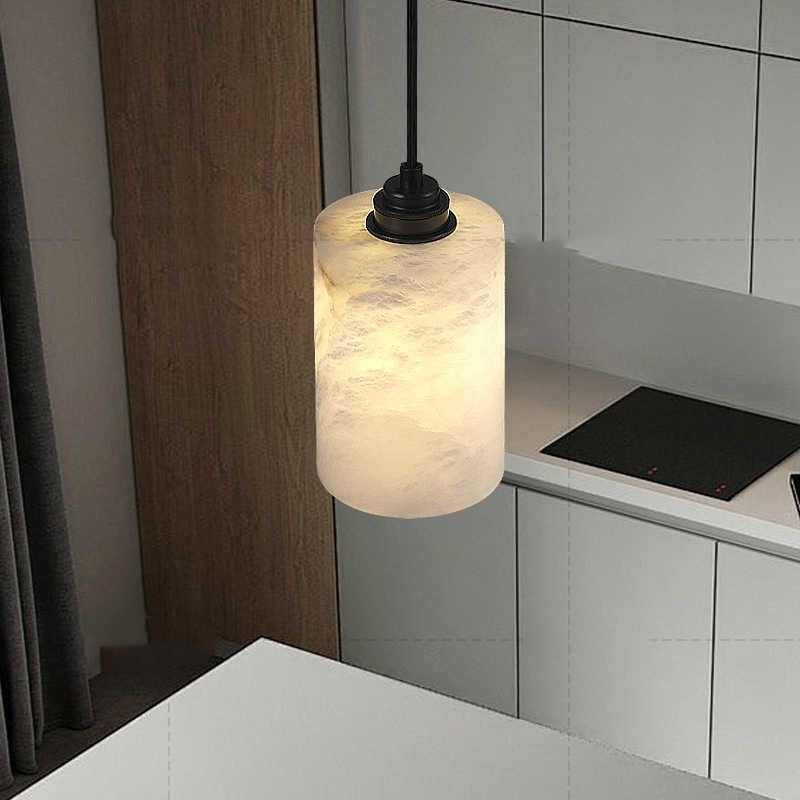 Simple And Natural Marble Copper Long Wire Chandelier