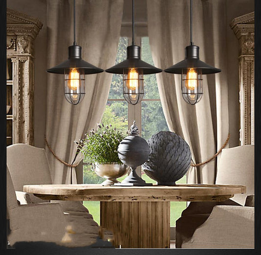 Iron Bird Cage Pendant Light - Industrial Black