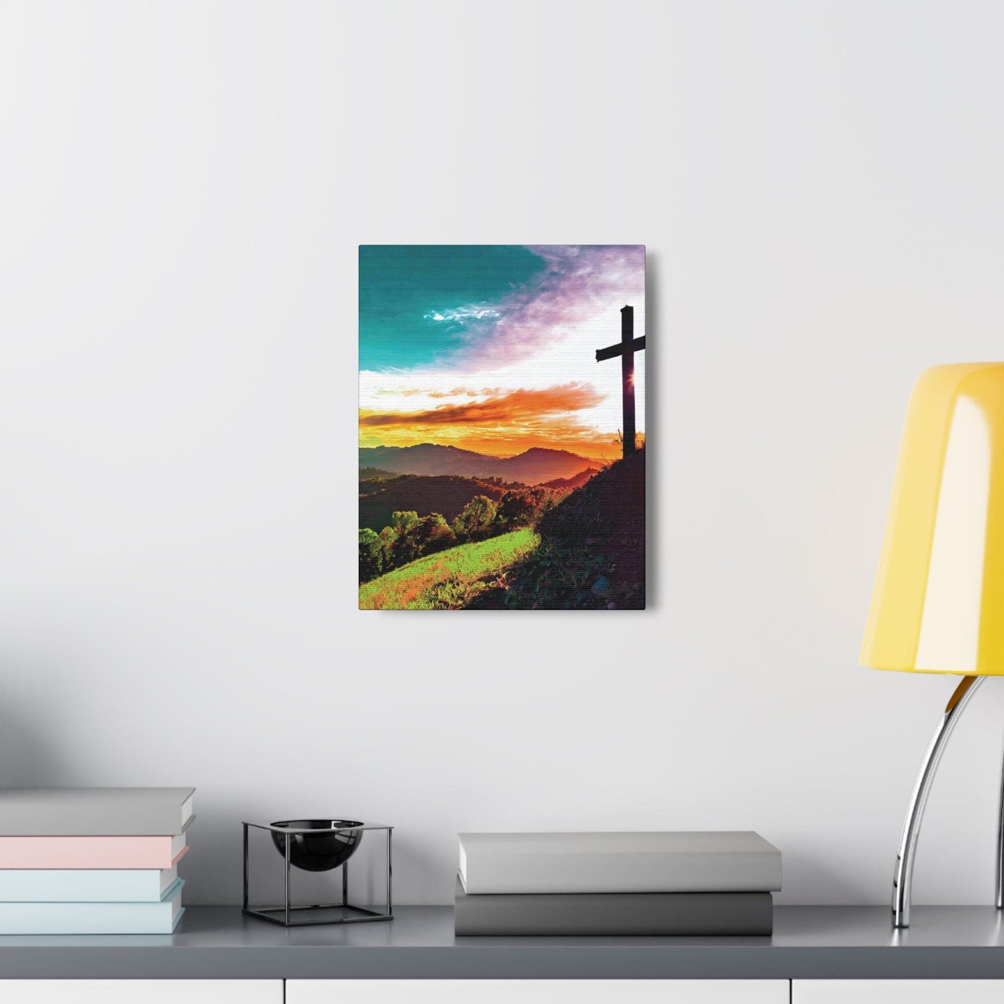 Canvas Wall Art Decor - Cross on Hilltop
