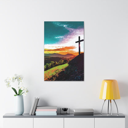 Canvas Wall Art Decor - Cross on Hilltop