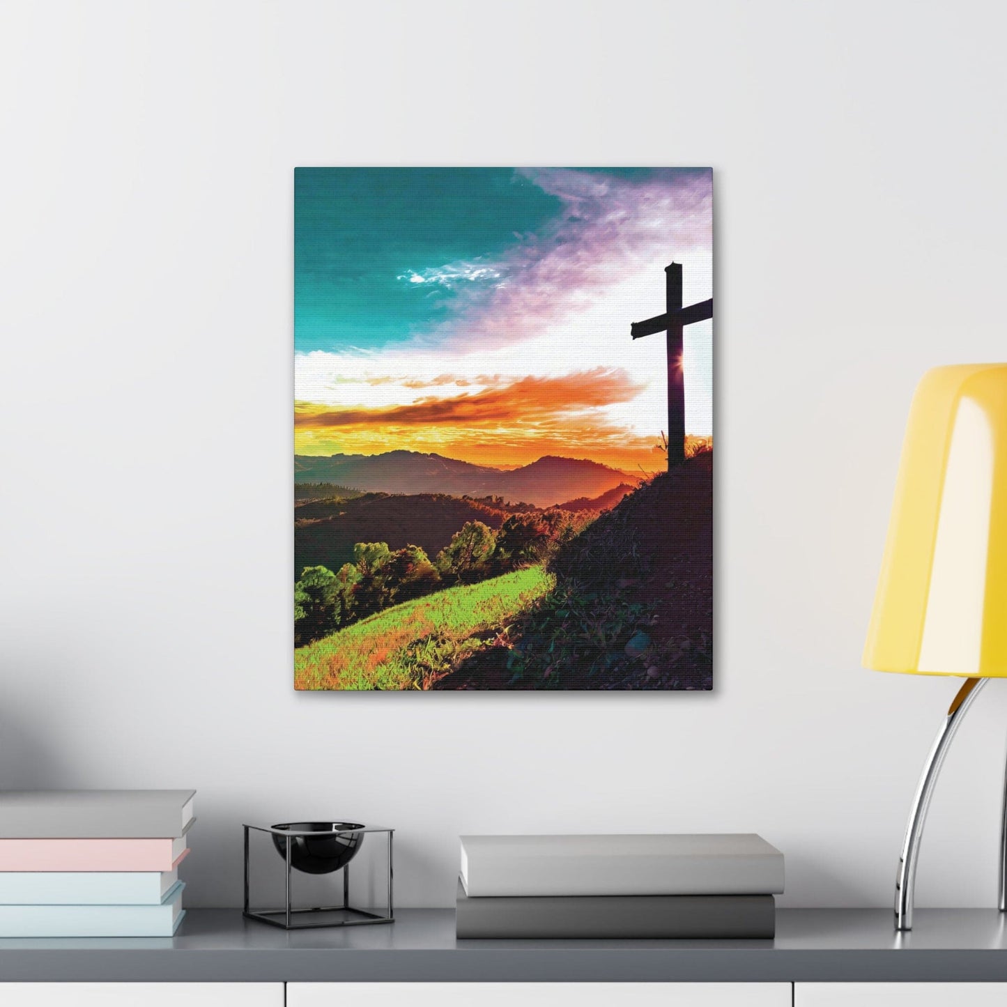 Canvas Wall Art Decor - Cross on Hilltop