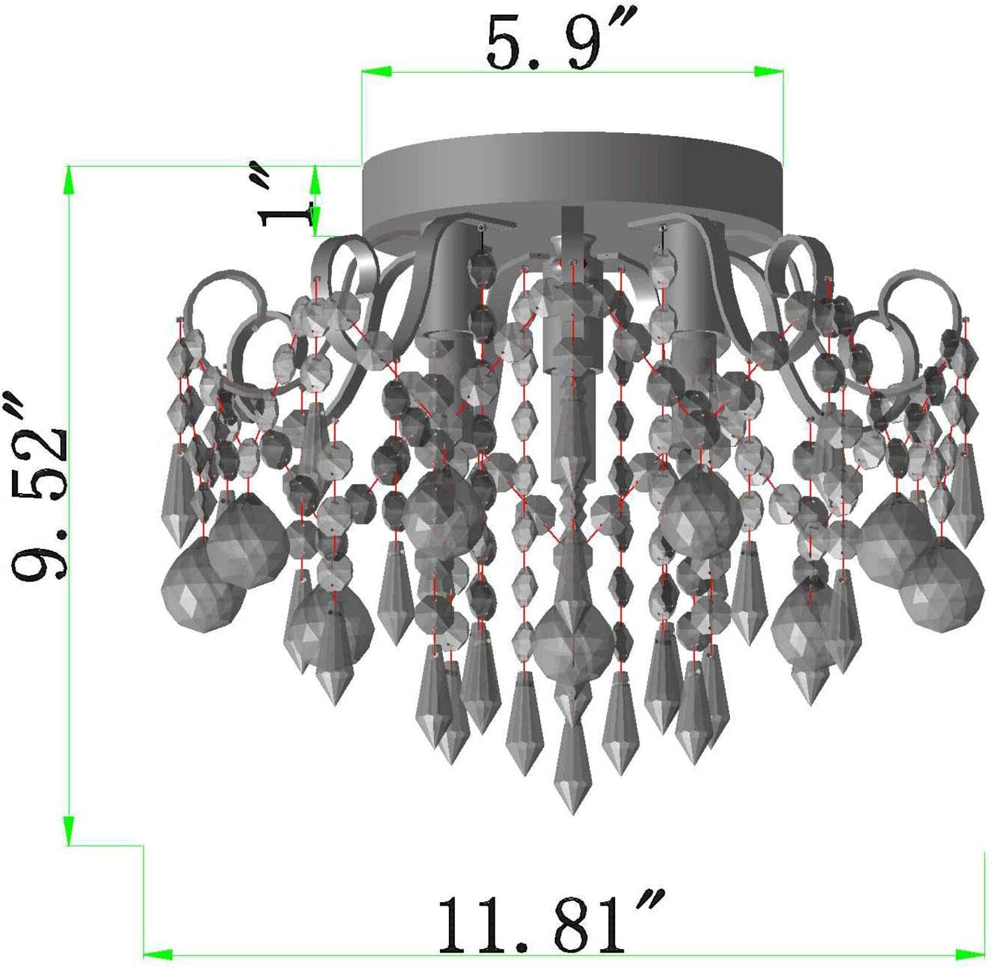 Small Gold Crystal Chandelier Modern 3-Light G9