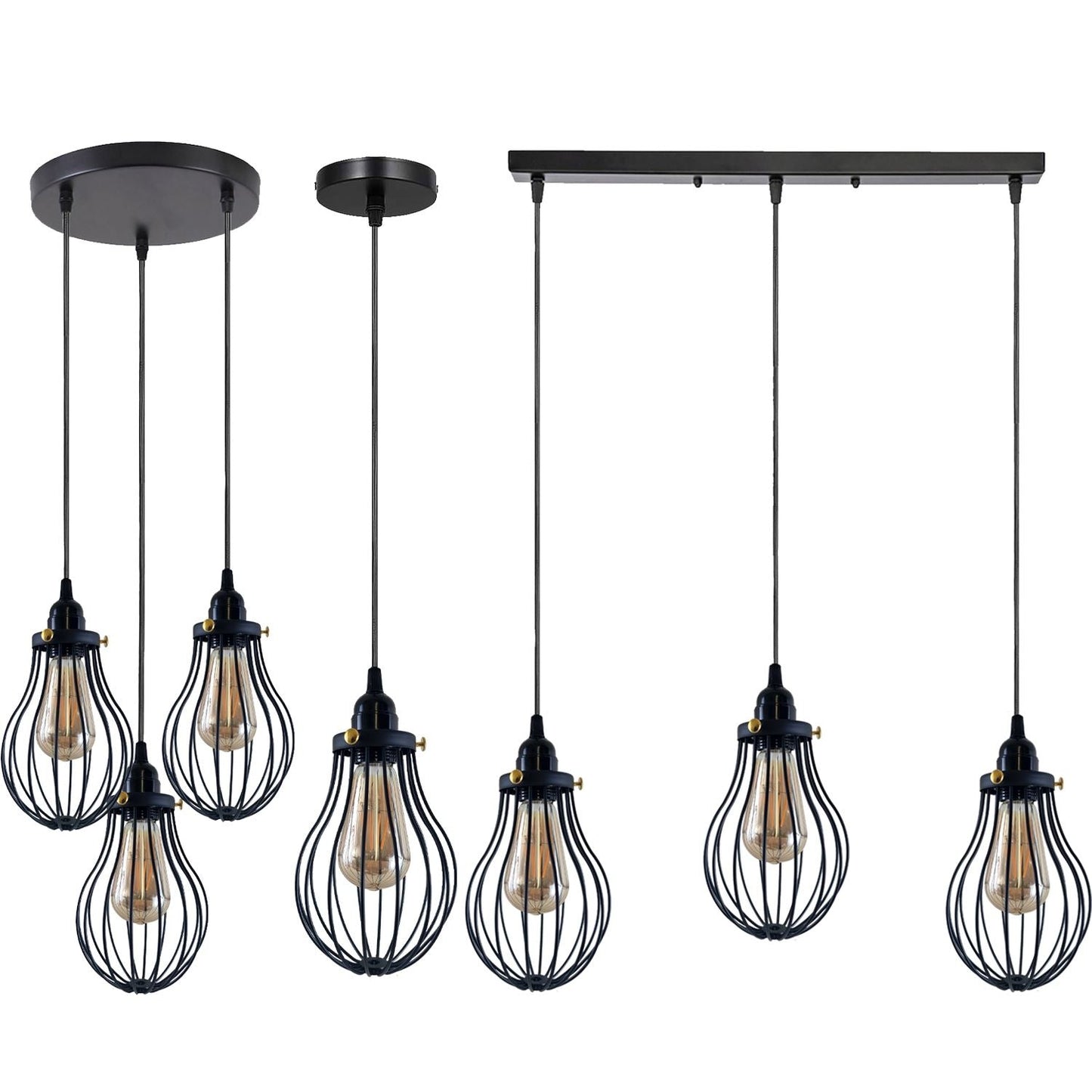 Black Cage Pendant Light Kitchen E27 ~3398
