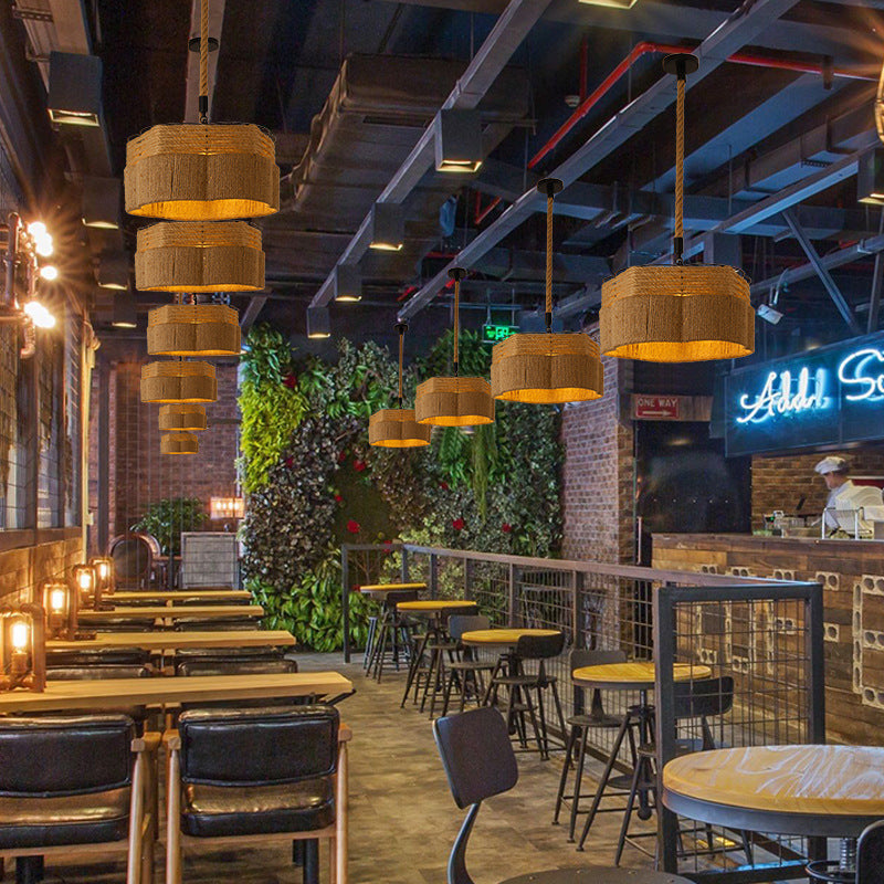Hemp Rope Retro Restaurant Ideas Industrial Style Chandelier