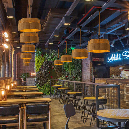 Hemp Rope Retro Restaurant Ideas Industrial Style Chandelier