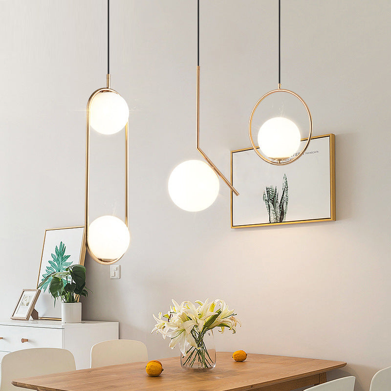 Simple Ball Glass Small Droplight Bedroom Bedside Single Headlight