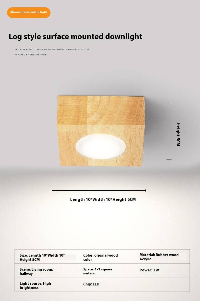 Simple Modern Surface Mounted Solid Wood Downlight