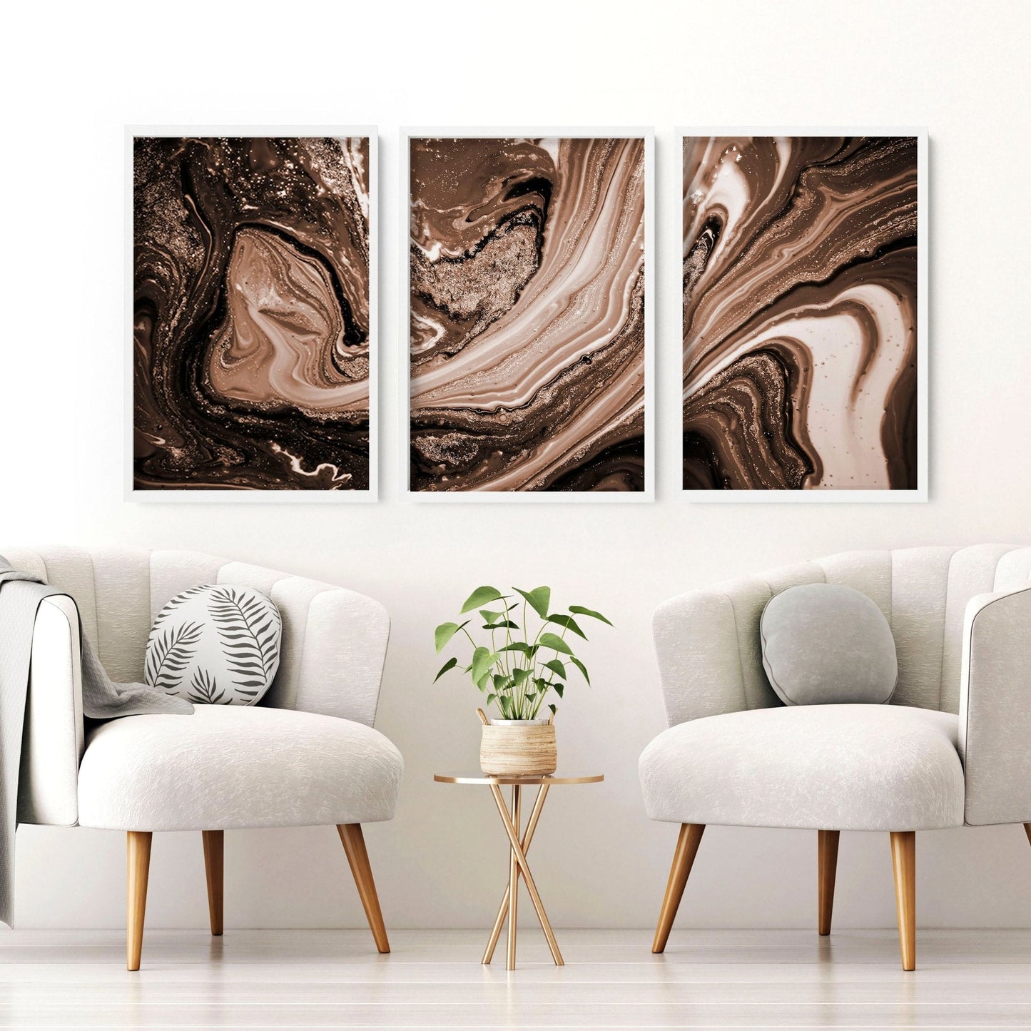 Copper Wall art | set of 3 framed wall art prints