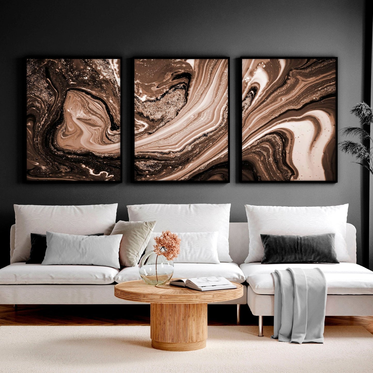 Copper Wall art | set of 3 framed wall art prints
