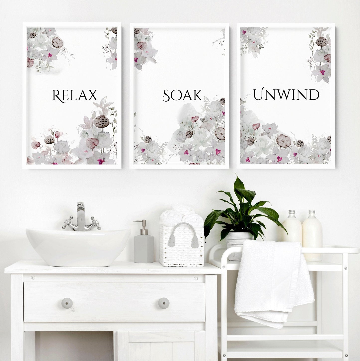 Wall prints for bathroom | Set of 3 wall art