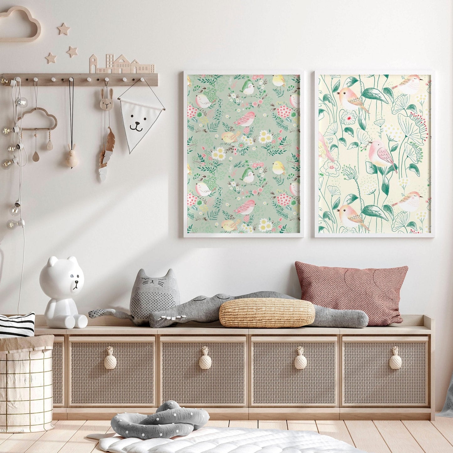 Woodland nursery decor | set of 2 wall art prints