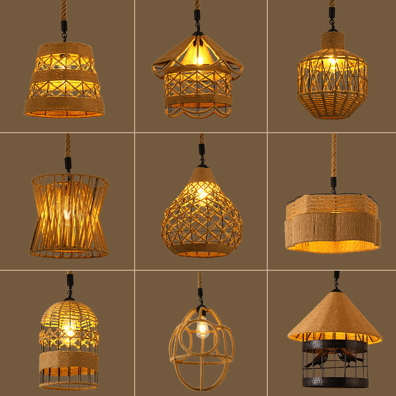 Hemp Rope Retro Restaurant Ideas Industrial Style Chandelier
