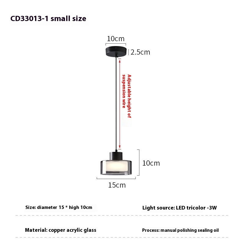 All-copper Bedroom Chandelier Simple Modern All-copper Glass