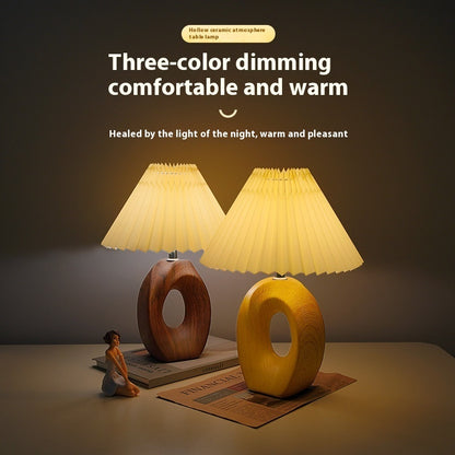 Nordic Pleated Vintage Ceramic Small Night Lamp