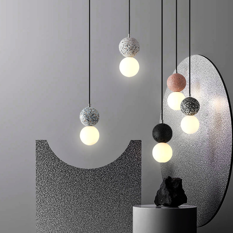 Lámpara colgante nórdica de terrazo con pantalla de cristal