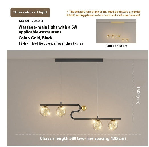 Simple Modern Creative Rectangle Dining Table Starry Chandelier