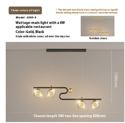 Simple Modern Creative Rectangle Dining Table Starry Chandelier