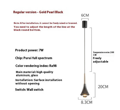 LED Bedside Chandelier Full Spectrum Bedroom Dining Room