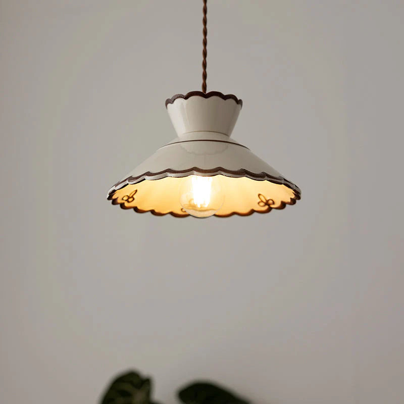 Brass & Ceramic Pendant Light for Bedside