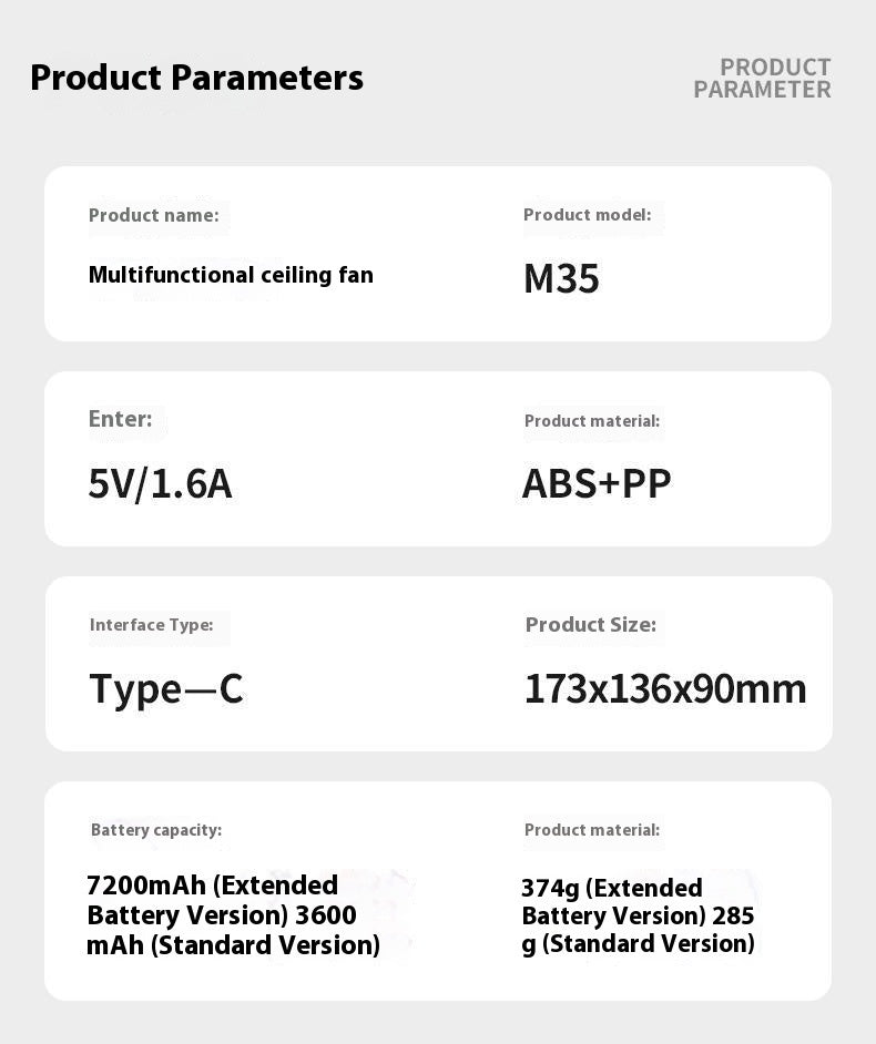 Small Electric Fan Camping Outdoor Tent Ultra-quiet Night Light