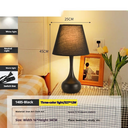 Fabric Table Lamp Bedroom Bedside Lamp High-grade Warm Atmosphere
