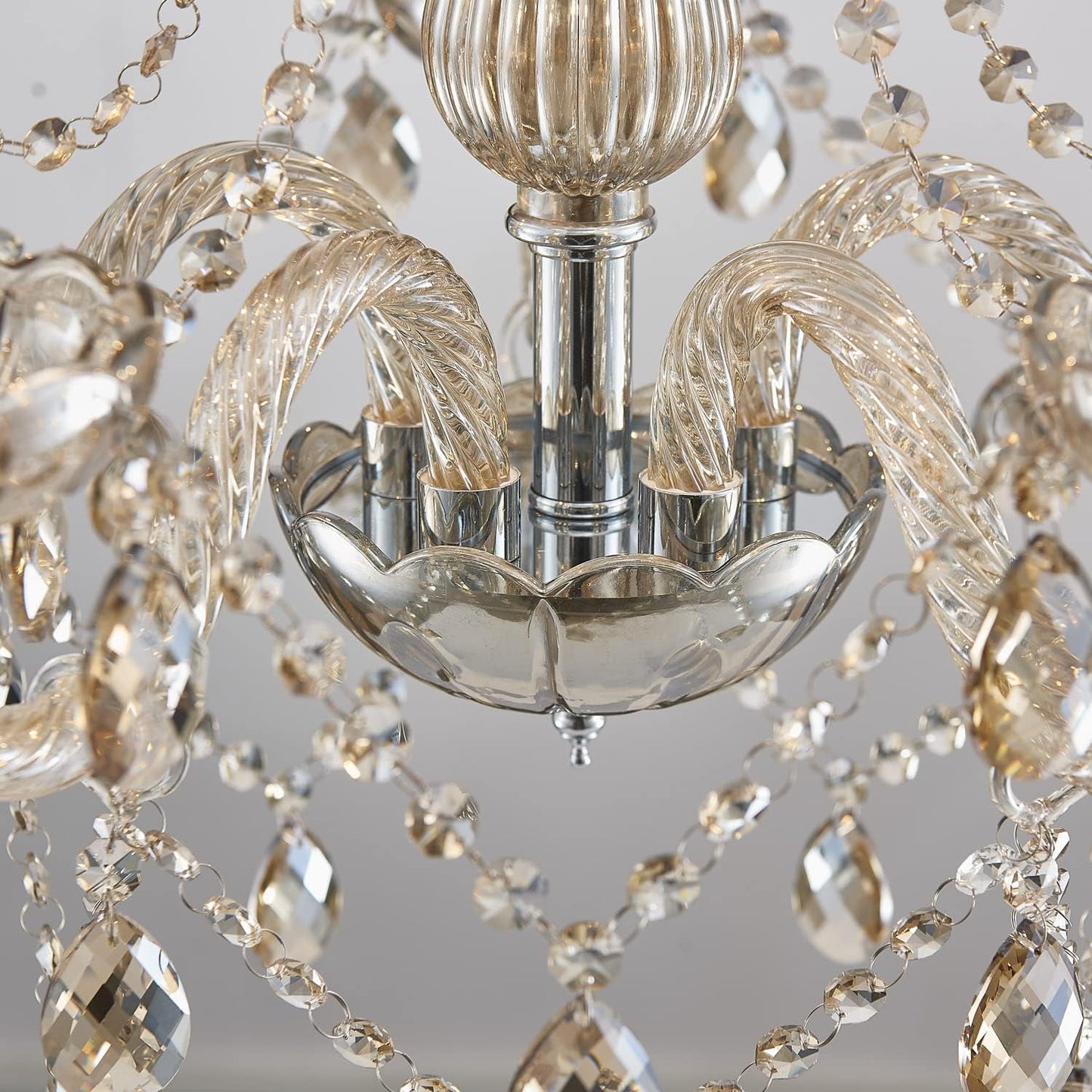 Champagne Crystal Chandelier 5 Light Modern Bedroom