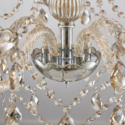 Champagne Crystal Chandelier 5 Light Modern Bedroom