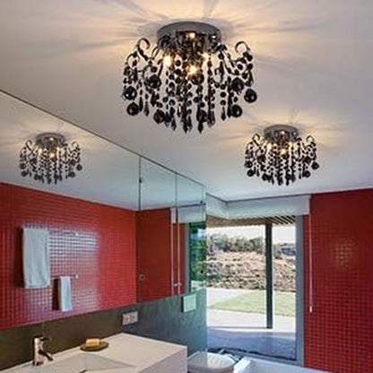 Small Crystal Flush Mount Ceiling Light 3-Light G9
