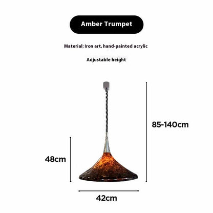 Striped Painted Art Horn Chandelier Retractable Bedside Chandelier