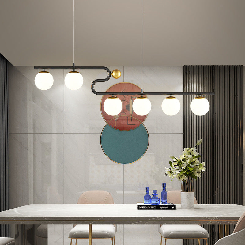 Simple Modern Creative Rectangle Dining Table Starry Chandelier