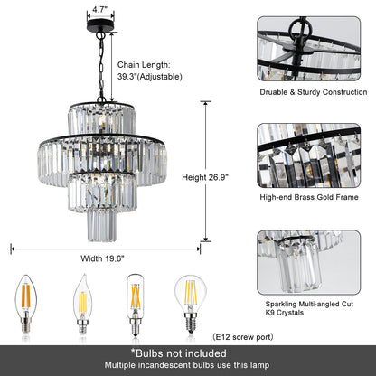 Black Luxury Crystal Chandelier Modern Chandeliers Lights Fixture