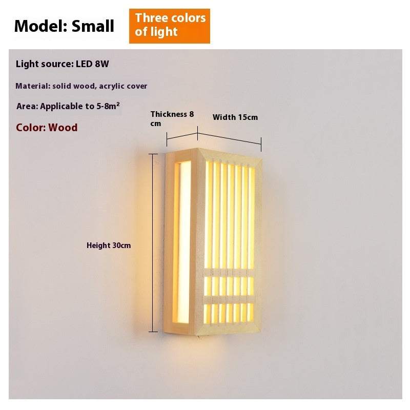 Solid Wood Bedroom Bedside Hotel Wall Lamp Aisle Rectangular Simple Lamps Wholesale